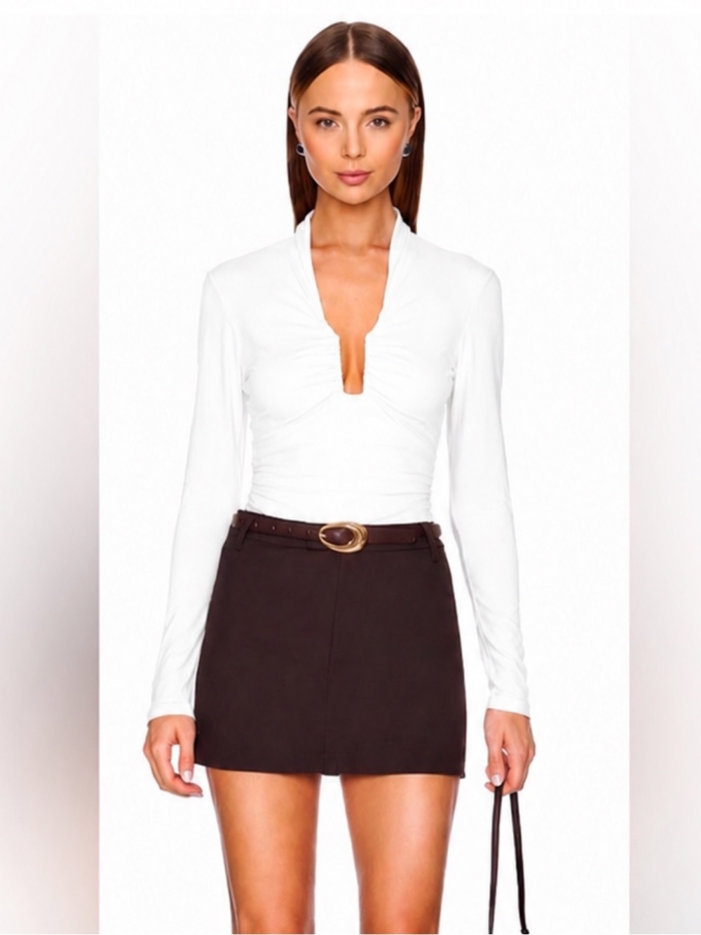✨ New- Susana Monaco Ruched Front Long Sleeve Top - Size Medium ✨